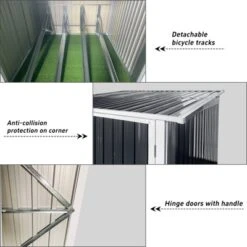 Bicycle Outdoor Steel Storage Shed ,Stores 4 Bikes,Grey -Bold Design Store GUEST 620068de 0f08 4af4 915a 243b9f1dfeb0