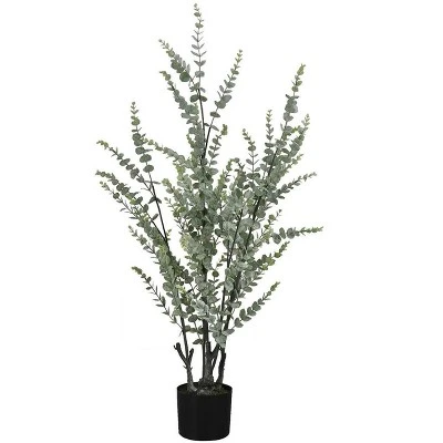 Artificial Plant, 44" Tall, Eucalyptus Tree, Indoor, Faux, Fake, Floor, Greenery, Potted, Real Touch, Decorative, Green Leaves, Black Pot 1 Artificial Plant, 44" Tall, Eucalyptus Tree, Indoor, Faux, Fake, Floor, Greenery, Potted, Real Touch, Decorative, Green Leaves, Black Pot