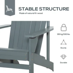 Outsunny Wooden Adirondack Chair, Outdoor Patio Lawn Chair With Cup Holder, Weather Resistant Lawn Furniture, Classic Lounge For Deck, Garden,Grey -Bold Design Store GUEST 65859353 6601 4b09 9dc3 b710e7aa1195