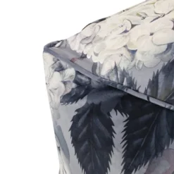 Hazel Large Square Pouf, Flower Print On Gray -Bold Design Store GUEST 667275a0 833e 4779 8949 fdb10679629b