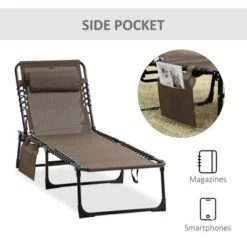 Outsunny Reclining Chaise Lounge Chair, Portable Sun Lounger, Folding Camping Cot, With Adjustable Backrest And Removable Pillow, For Garden,Brown 13 Outsunny Reclining Chaise Lounge Chair, Portable Sun Lounger, Folding Camping Cot, With Adjustable Backrest And Removable Pillow, For Garden,Brown -Bold Design Store GUEST 6720273a 2fc8 4980 9bfc dac87a7fe3c3