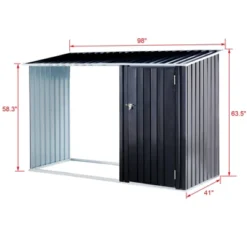 Firewood Storage Shed, Outdoor Firewood Rack, Outdoor Storage Shed With Log Holder, Firewood Shelter For Patio, Anthracite Galvanized Steel -Bold Design Store GUEST 679fe9cf de48 4e3e 8da0 1ab0dd819f26