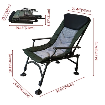 Camping Lounge Chair, Portable Folding Reclining Camping Chair With Adjustable Backrest For Indoor And Outdoor Camping Hiking Fishing,Green+black+grey 7 Camping Lounge Chair, Portable Folding Reclining Camping Chair With Adjustable Backrest For Indoor And Outdoor Camping Hiking Fishing,Green+black+grey - Image 7