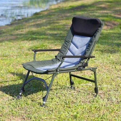 Camping Lounge Chair, Portable Folding Reclining Camping Chair With Adjustable Backrest For Indoor And Outdoor Camping Hiking Fishing,Green+black+grey 1 Camping Lounge Chair, Portable Folding Reclining Camping Chair With Adjustable Backrest For Indoor And Outdoor Camping Hiking Fishing,Green+black+grey