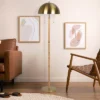 Allure 2-Light Floor Lamp, Gold Brass, Natural Rattan Tube , Double On/Off Pull Chain