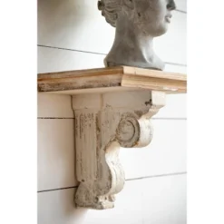13.8x9.1x11.4" Distressed Brown And White Wooden Wall Shelf With Corbel Design 17 13.8x9.1x11.4" Distressed Brown And White Wooden Wall Shelf With Corbel Design -Bold Design Store GUEST 6bc47dc7 9dca 44ca 93fb eb195c93595e