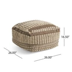 Rustic Wool And Cotton Large Pouf, Brown -Bold Design Store GUEST 6be094f2 9a57 4319 a196 a0dcd1600fb8