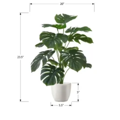 Artificial Plant, 24" Tall, Monstera, Indoor, Faux, Fake, Table, Greenery, Potted, Real Touch, Decorative, Green Leaves, White Pot -Bold Design Store GUEST 6d8c9fba 92f7 477b a368 2ea3ed718a80