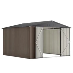 10' X 10' Metal Storage Shed For Ourdoor, Steel Yard Shed With Design Of Lockable Doors, Utility And Tool Storage For Garden, Backyard,Outside Use -Bold Design Store GUEST 6df27774 ec72 496e 96a8 078be5bb1475