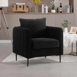 Accent Chair For Living Room, Polyester Comfy Single Sofa Chair Mid-Century Modern Armchair With 1 Pillow And Metal Legs For Bedroom Office Reading -Bold Design Store GUEST 6e093bc8 ebf3 4d3f 95e8 37c6079858e6