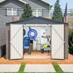 10' X 10' Metal Storage Shed For Ourdoor, Steel Yard Shed With Design Of Lockable Doors, Utility And Tool Storage For Garden, Backyard,Outside Use -Bold Design Store GUEST 6e0b724d 3084 4886 b95c eccdb5aba7d1