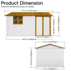 Metal Garden Sheds 12ftx10ft Outdoor Storage Sheds White+yellow With Window -Bold Design Store GUEST 6e4d1258 beb1 42ca b380 59de1dbb4ab7