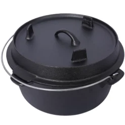 Pre-Seasoned Cast Iron Dutch Oven With Skillet Lid, Outdoor Camping Deep Pot For Camping Fireplace Cooking BBQ Baking Campfire, Leg Base, 8 Quart -Bold Design Store GUEST 6ea370de 4be2 4b46 bddf 81c8a460fc4d 1