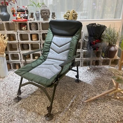 Camping Lounge Chair, Portable Folding Reclining Camping Chair With Adjustable Backrest For Indoor And Outdoor Camping Hiking Fishing,Green+black+grey 3 Camping Lounge Chair, Portable Folding Reclining Camping Chair With Adjustable Backrest For Indoor And Outdoor Camping Hiking Fishing,Green+black+grey - Image 3