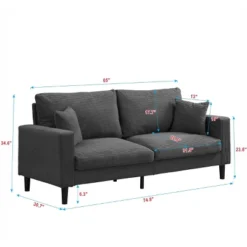 74" High Resilience Three Seater Sofa, Wooden Frame 3 Seat Sofa, Comfy,Modern Polyester Sofa,Living Room Bedroom Apartment,Dark Gray -Bold Design Store GUEST 7011e0e8 7223 4834 9587 e2e5ba3951f8