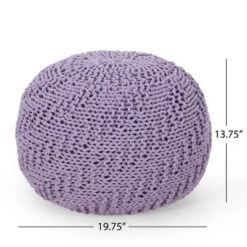 Bordeaux Knitted Cotton Round Pouf, Lavender -Bold Design Store GUEST 71284255 f435 4e81 b40d b592ab34efb8