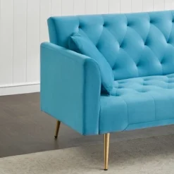 71 Inch Convertible Love Seat Sofa, American Retro, Light Blue Polyester, Suitable For Small Living Room, Bedroom, Office -Bold Design Store GUEST 72262612 7cff 490e b45d e7080c8c4c9d