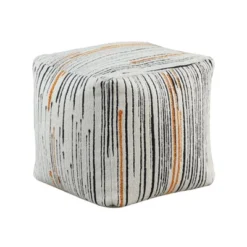 Modern Square Pouf Jacquard Fabric Upholstery Ottoman, Footstool, Non-Slip Floor Pouf, Bean Bag Chair, 1pc Sitting Pouf