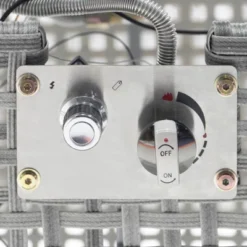 43" Propane Gas Fire Pit Table, 60000 BTU Rectangular Open Weave Wicker Fire Pit With Glass Wind Guard For Outside Patio Deck Garden Backyard - Grey -Bold Design Store GUEST 73735788 bc65 4085 bd1a dc15a76a5668