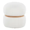 Cinch Contemporary Pouf Ottoman In Cream Fabric And Natural Wood By LumiSource