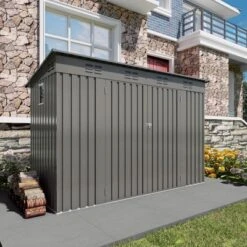 4 X 9 FT Outdoor Storage Shed, Metal Garden Shed Tool House With Sloping Roof,6 Vents And 2 Swing Doors For Backyard, Garden,Patio, Garage, Lawn, Gray 29 4 X 9 FT Outdoor Storage Shed, Metal Garden Shed Tool House With Sloping Roof,6 Vents And 2 Swing Doors For Backyard, Garden,Patio, Garage, Lawn, Gray -Bold Design Store GUEST 7407a843 451f 4bdb ad7f 982ac068e67a
