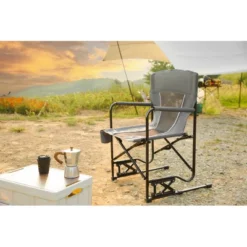 Outdoor Freestyle Rocker Camping Chair Portable Folding Rocking Chair With Solid, Durable Armrests, Drink Holder & Comfortable Backrest -Grey -Bold Design Store GUEST 7445c994 f227 48ea 86ef 9a3acd689819