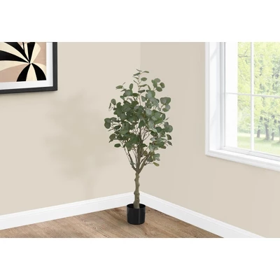 Artificial Plant, 46" Tall, Eucalyptus Tree, Indoor, Faux, Fake, Floor, Greenery, Potted, Decorative, Green Leaves, Black Pot 1 Artificial Plant, 46" Tall, Eucalyptus Tree, Indoor, Faux, Fake, Floor, Greenery, Potted, Decorative, Green Leaves, Black Pot