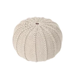 Bordeaux Knitted Cotton Round Pouf, Beige -Bold Design Store GUEST 75d2c39e f95a 419d 9aa7 5c82e1da63d8