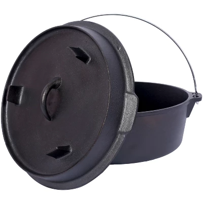 Pre-Seasoned Cast Iron Dutch Oven With Skillet Lid, Outdoor Camping Deep Pot For Camping Cooking BBQ , With Iron Pot Rack, 4.5 Quart 1 Pre-Seasoned Cast Iron Dutch Oven With Skillet Lid, Outdoor Camping Deep Pot For Camping Cooking BBQ , With Iron Pot Rack, 4.5 Quart