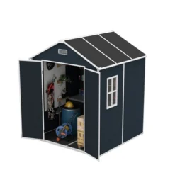 6*6ft Resin Storage Shed, High Quality Pp Material, Rust And UV Proof, Large Storage Space, 12mm Thick Pp Board, HD Window Lighting Dark Gray -Bold Design Store GUEST 795f256c 73c3 49ce a8c7 e87cafbcc0c2