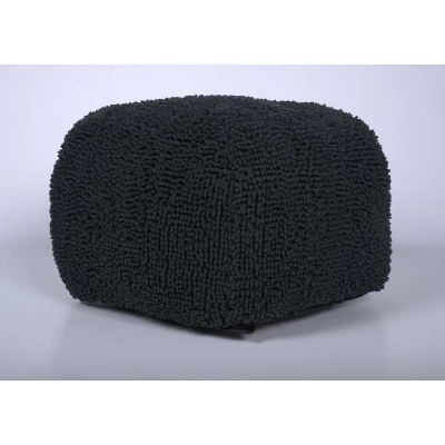 Spongy Microfiber Square Pouf, Dark Charcoal 3 Spongy Microfiber Square Pouf, Dark Charcoal - Image 3