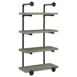Black And Grey Driftwood Metal 24-inch Wall Shelf -Bold Design Store GUEST 7a03b9b4 54c3 4614 a28d 1279b40e2cd0