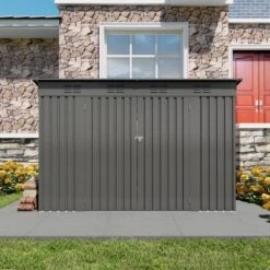 4 X 9 FT Outdoor Storage Shed, Metal Garden Shed Tool House With Sloping Roof,6 Vents And 2 Swing Doors For Backyard, Garden,Patio, Garage, Lawn, Gray 23 4 X 9 FT Outdoor Storage Shed, Metal Garden Shed Tool House With Sloping Roof,6 Vents And 2 Swing Doors For Backyard, Garden,Patio, Garage, Lawn, Gray -Bold Design Store GUEST 7a6d2486 ff88 487f b120 2d068c17bc82