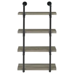 Black And Grey Driftwood Metal 24-inch Wall Shelf -Bold Design Store GUEST 7a703476 bcfe 4399 9ac9 9158963d8c59