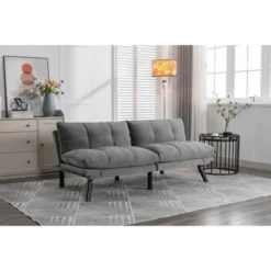 Light Gray Convertible Folding Modern Sofa Bed