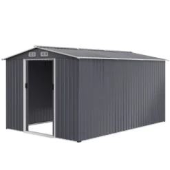 Outdoor Storage Shed 8 X 12FTLarge Metal Tool Sheds, Heavy Duty Storage House With Sliding Doors With Air Vent To Store Bikes, Tools,Grey -Bold Design Store GUEST 7ca63048 6193 4a71 b1d5 67c3760743c5