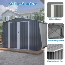 8 X 6 FT Outdoor Waterproof Garden Tool Storage Sheds With Metal Foundation With Floor Frame,with Lockable Doors & Air Vents, For Backyard, Lawn, Gray -Bold Design Store GUEST 7d61d195 905b 481c 9689 54b0290b01df