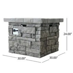 30" Outdoor Square MgO Propane Fire Pit - 40,000 BTU, Grey -Bold Design Store GUEST 7e2e8495 87e9 44e9 9441 0260782a742d