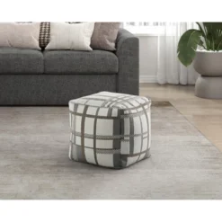 Square Pouf Multi-Color Jacquard Fabric Upholstery Modern Ottoman, Footstool, Non-Slip Floor Pouf, Bean Bag Chair, 1pc Sitting Pouf -Bold Design Store GUEST 7e3c8dff e018 48cc af5a c28e210329a0