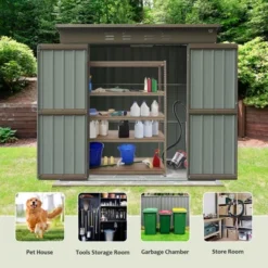 Outdoor Storage Shed 6x4 FT, Metal Tool Sheds Storage House With Lockable Double Door, Large Bike Shed Waterproof For Garden, Backyard, Lawn -Bold Design Store GUEST 7e6c865d 459d 428f b074 ea89c287aa33