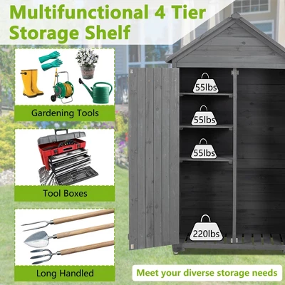 Outdoor Storage Cabinet, Garden Wood Tool Shed, Outside Wooden Shed Closet With Shelves And Latch For Yard 39.56"x 22.04"x 68.89" 1 Outdoor Storage Cabinet, Garden Wood Tool Shed, Outside Wooden Shed Closet With Shelves And Latch For Yard 39.56"x 22.04"x 68.89"
