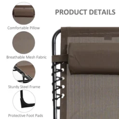 Outsunny Reclining Chaise Lounge Chair, Portable Sun Lounger, Folding Camping Cot, With Adjustable Backrest And Removable Pillow, For Garden,Brown 11 Outsunny Reclining Chaise Lounge Chair, Portable Sun Lounger, Folding Camping Cot, With Adjustable Backrest And Removable Pillow, For Garden,Brown -Bold Design Store GUEST 82693231 11cd 49fb 998e eaddfa491e7c