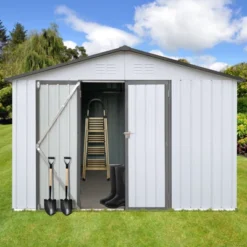 Metal Garden Sheds 12ftx10ft Outdoor Storage Sheds White+Grey -Bold Design Store GUEST 83298512 a065 4ec3 a7fc 2ee04241cdf0