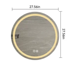 27-inch H LED Single Bathroom Vanity Mirror Polished Crystal Bathroom Round Vanity Mirror For Smart Lighting On Bathroom Walls -Bold Design Store GUEST 832f97c1 2210 46b8 89c1 6fc0c72c52f0