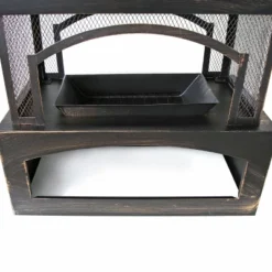 37-Inch Rectangular Metal Outdoor Wood Burning Fireplace,Outdoor Fireplace With Built-in Log Storage And Poker-Brushed Bronze,Log Burner Fire Pit -Bold Design Store GUEST 840e5510 2785 4763 a987 027d676455bd