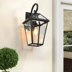 21"(H) 1-Pack Outdoor Wall Lantern Light ¨C Modern Black Metal & Clear Glass Sconce For Porch, Patio, And Garden Lighting (Bulb Not Included) -Bold Design Store GUEST 85a44b1b b18b 48d7 8d54 0b737e5e320c