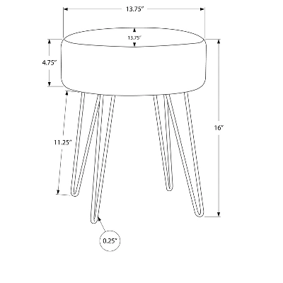 Ottoman, Pouf, Footrest, Foot Stool, 14in Round, Blue Fabric, Gold Metal Legs, Contemporary, Modern 2 Ottoman, Pouf, Footrest, Foot Stool, 14in Round, Blue Fabric, Gold Metal Legs, Contemporary, Modern - Image 2