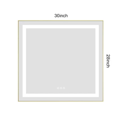 30 X 28 Inch LED Bathroom Mirror With Front And Backlight, Wall Mounted Vanity Mirror With Aluminum Frame,Anti-Fog, Memory,3 Colors, Stepless Dimmable 4 30 X 28 Inch LED Bathroom Mirror With Front And Backlight, Wall Mounted Vanity Mirror With Aluminum Frame,Anti-Fog, Memory,3 Colors, Stepless Dimmable - Image 4