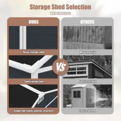 8*7ft Outdoor Storage Shed, Outdoor Resin Shed With Two-Window And Double-Door, Plastic Shed With Floor For Garden, Patio, Yard, Lawn (Dark Gray) -Bold Design Store GUEST 8778d2b9 cc76 4e06 81ed 05ab7e30c5df