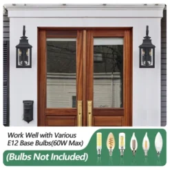 23"(H) 1-Pack Outdoor Wall Lantern Light ¨C Vintage Black Metal Sconce With Clear Seeded Glass For Porch, Patio, And Garden (Bulb Not Included) -Bold Design Store GUEST 87923ece 5069 4682 8908 48938bb6da5a 1